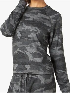 Beyond Yoga Camo Crewneck Sweatshirt Gray Size Small Ultra Soft Lounge Cozy Top